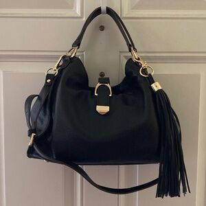 G.I.L.I. Got It Love It Black Pebble Leather Stirrup Satchel/REDUCED PRICE!